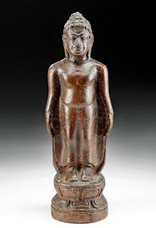19th C. Thai Pottery Standing Buddha Figure