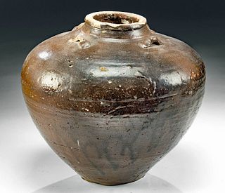 Large Thai Sawankhalok Glazed Pottery Jar, ex-Museum