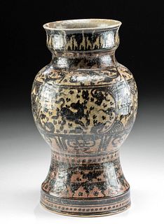 Sukhothai Pottery Jar w/ Polychrome Glaze, ex-Museum