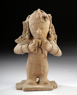 Jamacoaque Pottery Seated Musician w/ Pan Flute