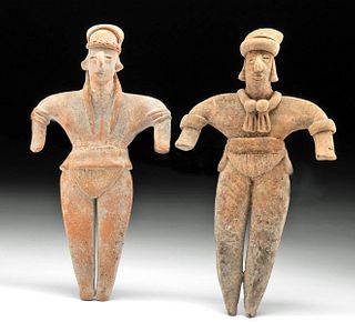 Two Large Colima Pottery Gingerbread Figures