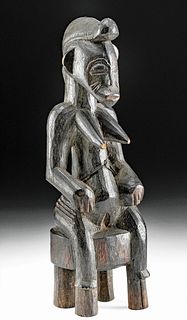 Early 20th C. African Senufo Wood Seated Female Figure