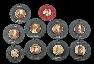 Early 20th C. American Tin Buttons of Actors (10)