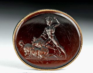 18th C. Neoclassical Glass Intaglio - Man & Centaur