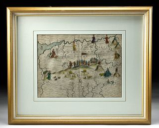 Framed Michael Drayton Map for Poly-Olbion, 1612-1622