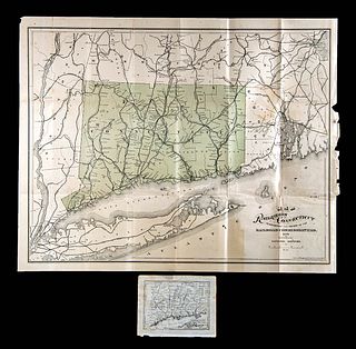 Two 19th C. Maps of Connecticut - One w/ Railroads