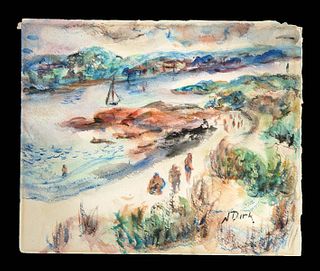 Nathaniel Dirk Watercolor - Rockport Scene, 1930