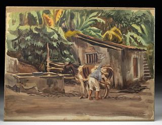 Mitchell Jamieson Watercolor w/ Draper Dedication, 1946