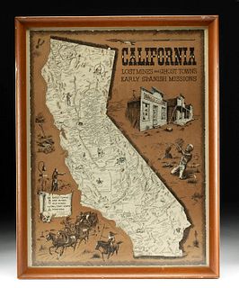 Framed Andy Dagosta Illustrated Map of California, 1969