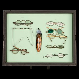 Group of Nine Pairs of Antique Eyeglasses, ca. 1730-1860