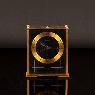 Jaeger LeCoultre, Gilt Metal Desk Clock with Alarm and Music, ca. 1970