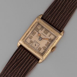 Gruen, Rolled Gold Square Wristwatch with Radium Dial, ca. 1945