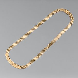 An Italian Modern Link Necklace with Diamond Set Pendant