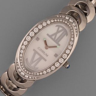 Corum, Stainless Steel and Diamond Ovale Bracelet Watch, ca. 2005