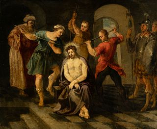 Flemish school of the mid-seventeenth century. 
"The mockery of Christ". 
Oil on copper.