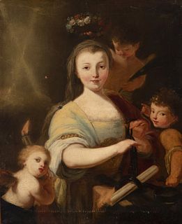 Italian school; first half of the eighteenth century. 
"Portrait of lady are Santa Teodora". 
Oil on canvas. Relined.