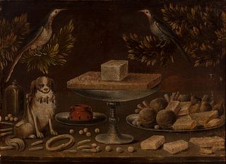 Workshop of BLAS DE LEDESMA (Documented in Granada between 1602 and 1614); first half of the XVII century. 
"Still life". 
Oil on canvas. Relined.