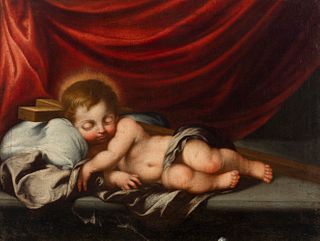Sevillian school of the late seventeenth century. Follower of BARTOLOMÉ ESTEBAN MURILLO (Seville, 1617 - Cadiz, 1682). 
"Sleeping child with attribute