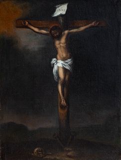 Circle of BARTOLOMÉ ESTEBAN MURILLO (Seville, 1617 - Cadiz, 1682) 
"Christ Crucified". 
Oil on canvas.