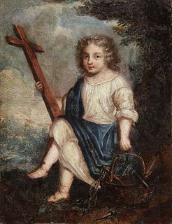 17th century Spanish school. 
"Infant Jesus with the instruments of the Passion". 
Oil on copper. 
Measurements: 17 x 13 cm.