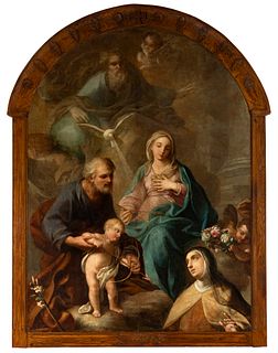 MARIANO SALVADOR MAELLA (Valencia, 1739 - Madrid, 1819). 
"Holy Family with Saint Teresa of Jesus". 
Oil on canvas. Relined. 
Attached certificate of 
