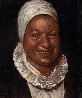 Modelled on ADRIAEN BROUWER (Belgium, 1605 - 1638). 20th century 
"Woman". 
Oil on canvas. 
Size: 33 x 28 cm; 52 x 47 cm (frame).
