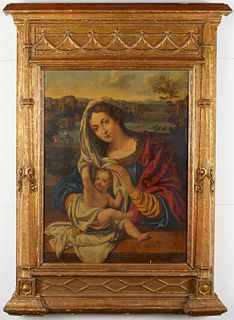 Madonna and Child Painting on Panel Follower of Bernard van Orley