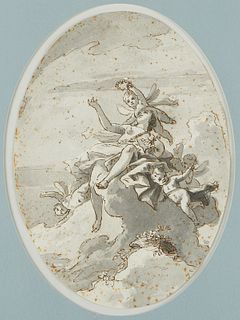 Venetian Old Master Drawing Venus w/ Putti