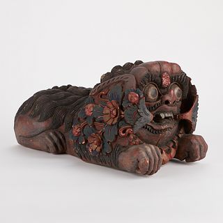 Indonesian Balinese Lion Wood Carving