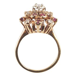 14K Yellow Gold Diamond & Ruby Fashion Ring