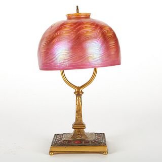 Louis C. Tiffany Furnaces Enameled Lamp - Damaged Shade