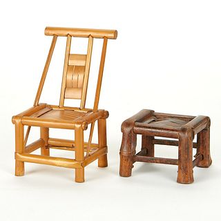 Miniature Bamboo Chair and Stand