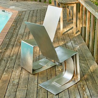 Pair of Modernist Stainless Steel Seats