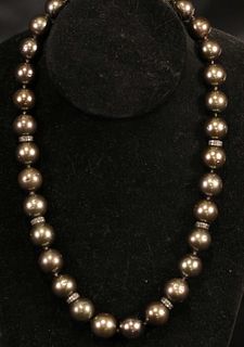 19in. 30 TAHITIAN PEARLS & 1.20CT DIAMOND NECKLACE