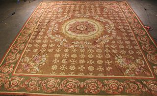 19th CENTURY HAND KNOTTED AUBUSSON RUG