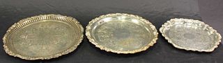 LOT OF THREE SILVER PLATED SERVING PLATTERS