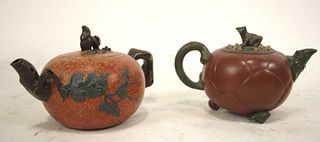 TWO ANTIQUE CHINESE TEA POTS