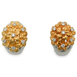 Levian 14k Two Tone Gold and Diamond Earrings