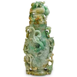 Chinese Carved Jadeite Urn