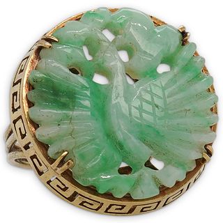 14k Gold and Carved Jadeite Ring