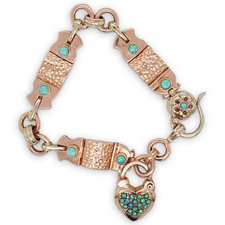 Vintage 14k Rose Gold and Opal Link Bracelet