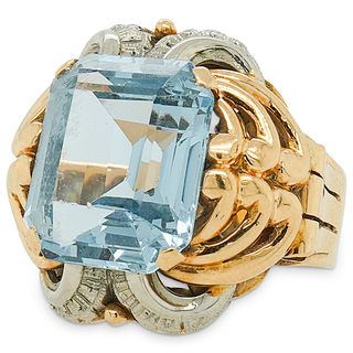 18k Gold and Aquamarine Ring