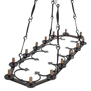 Gothic Style Wrought Iron 14 Arm Chandelier