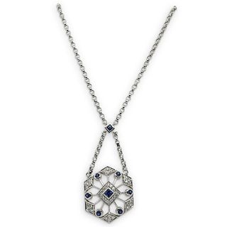 18k Gold and Sapphire, and Diamond Necklace