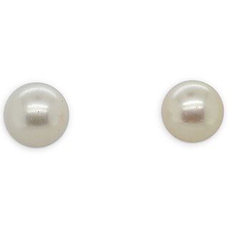 Pair of 14k Gold and Beaded Pearl Studs