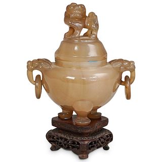 Chinese Carved Agate Urn