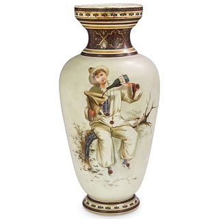 Large French Opaline Pierrot Vase