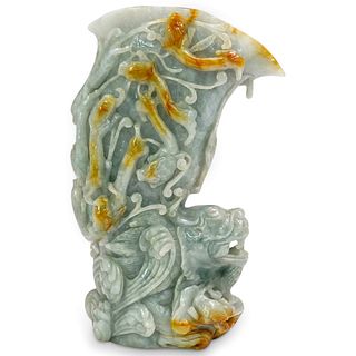 Chinese Carved Jadeite Rhyton Cup