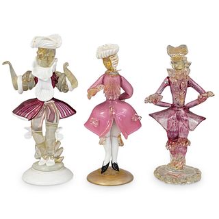 (3 Pc) Murano Glass Venetian Figurines