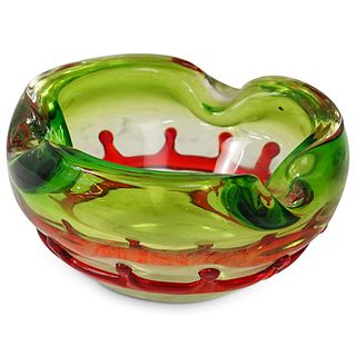 Large Green & Red Glass Cigar Ashtray
